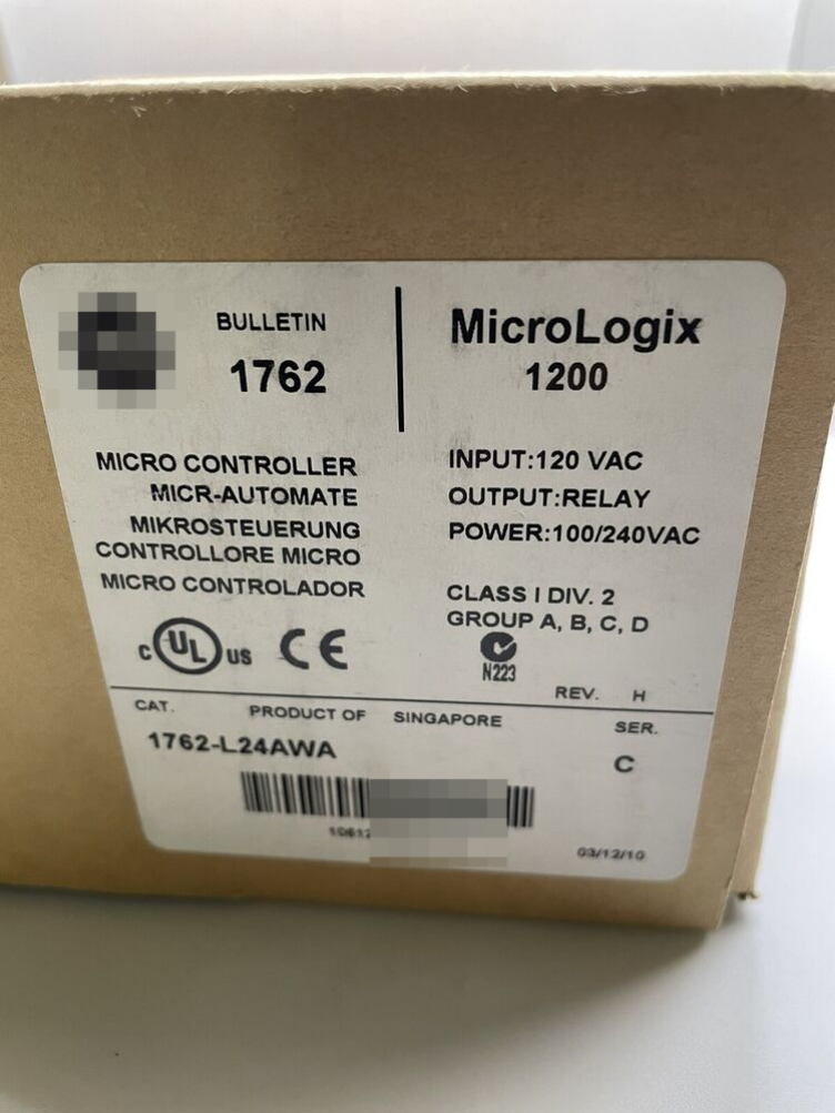 Allen-Bradley MicroLogix 1200 PLC Controller - 1762-L24AWA, industrial automation equipment.