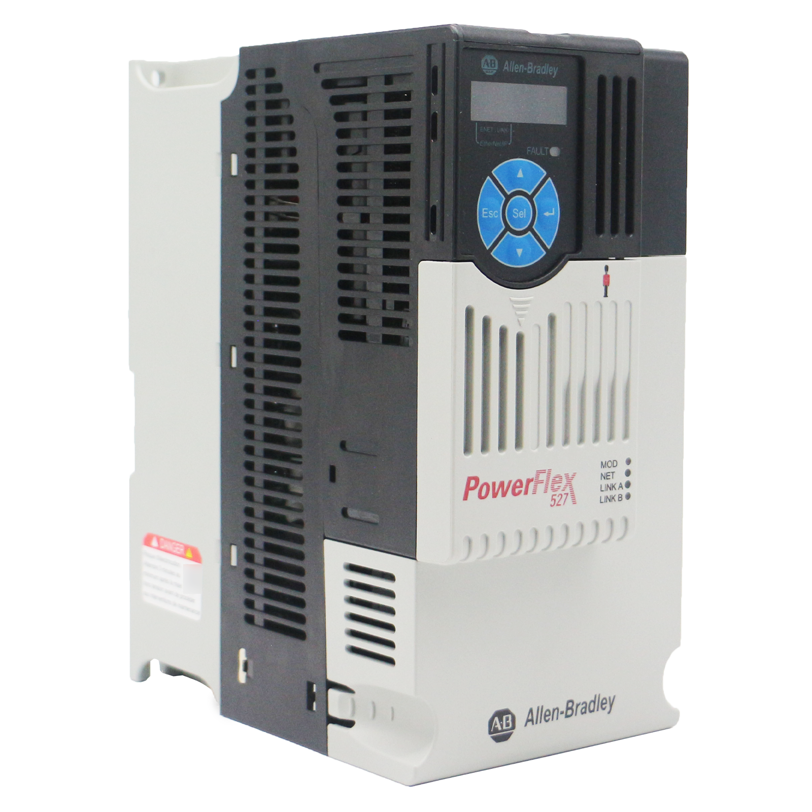 Allen-Bradley PowerFlex 527 AC Drive. Industrial automation equipment with display, control panel, and ventilation.