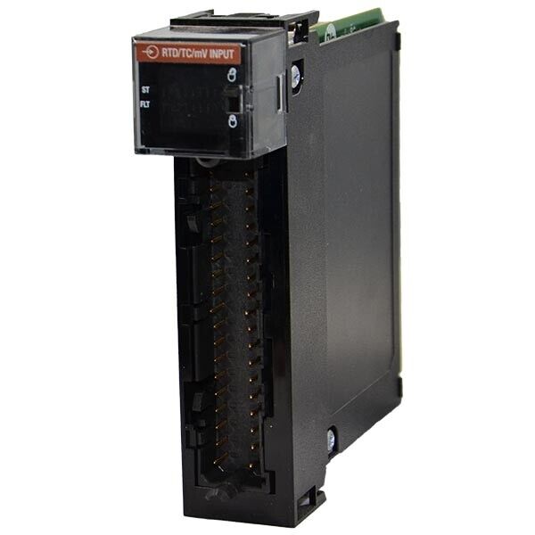 Allen-Bradley 1756-IRT8I ControlLogix RTD/TC Input Module. Black module with connector pins and RTD/TC/mV INPUT text.