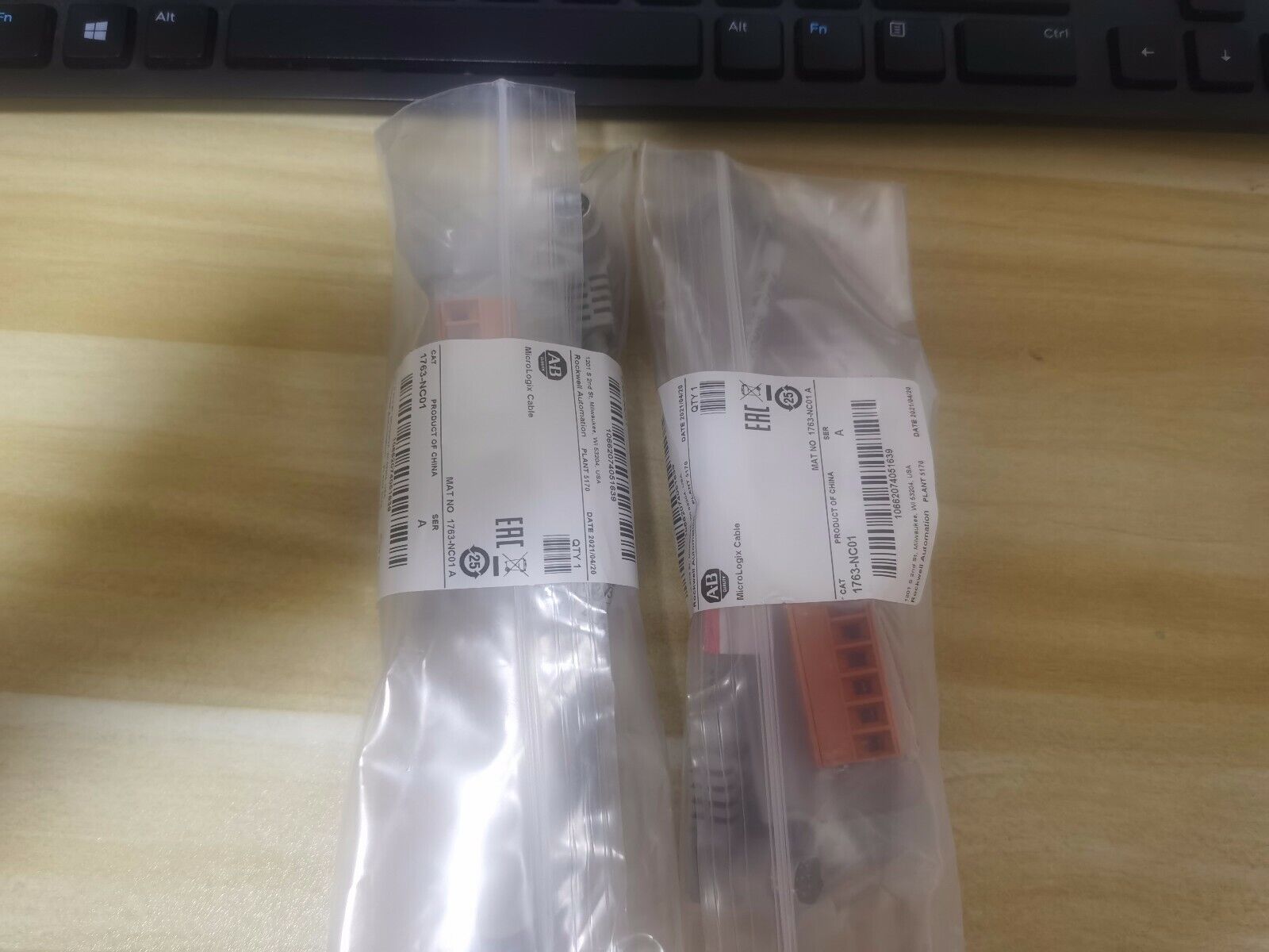 Allen-Bradley 1763-NC01 MicroLogix DH-485 Comm Cable, sealed in plastic, surplus product, QTY 1