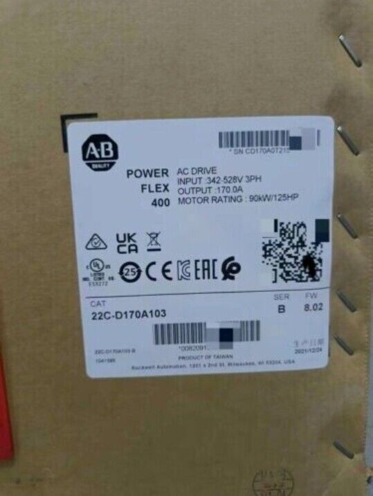 Allen-Bradley PowerFlex 400 AC Drive, 22C-D170A103, 90kW/125HP, Industrial Automation Equipment