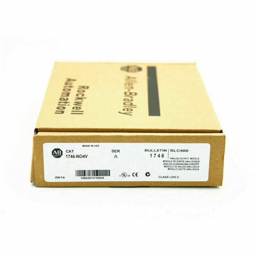 Allen-Bradley 1746-NO4V SER A SLC 500 Analog Output Module box, industrial automation part.