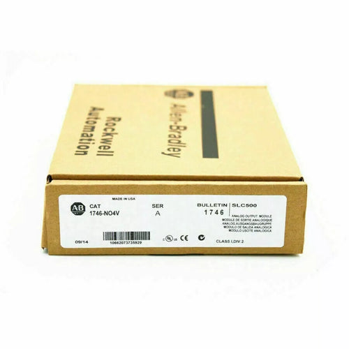 Allen-Bradley 1746-NO4V SER A SLC 500 Analog Output Module box, industrial automation part.